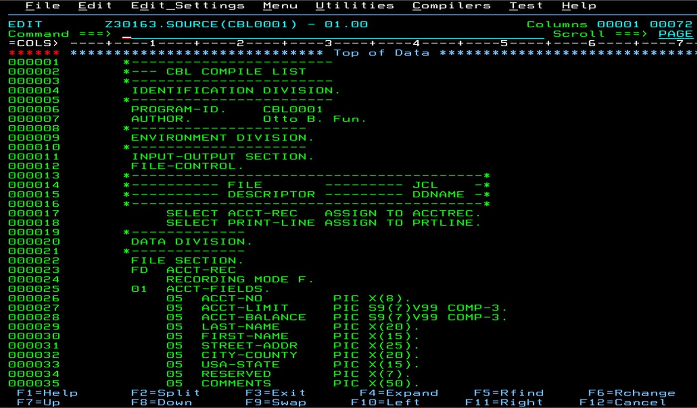 Ejemplo de codificacion en COBOL
